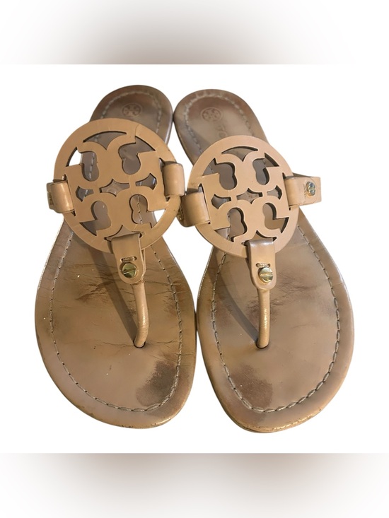 Tory Burch Shoes - Tory Burch Logo Thong Sandals in Nude Tan